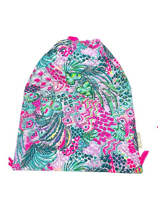 Lilly Pulitzer Handbags - Lilly Pulitzer Quilted Floral Drawstring Backpack in Pink, Teal, and Green
